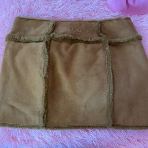 brown fur mini skirt